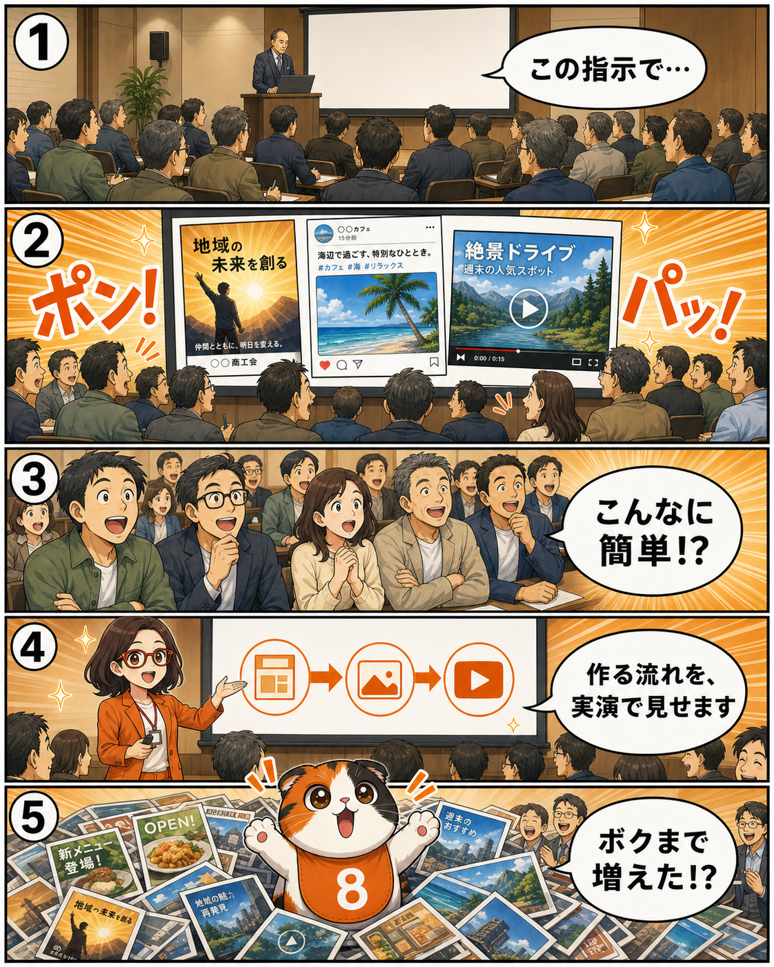 セミナー受講後の中小企業経営者がAI活用の手応えを得る場面