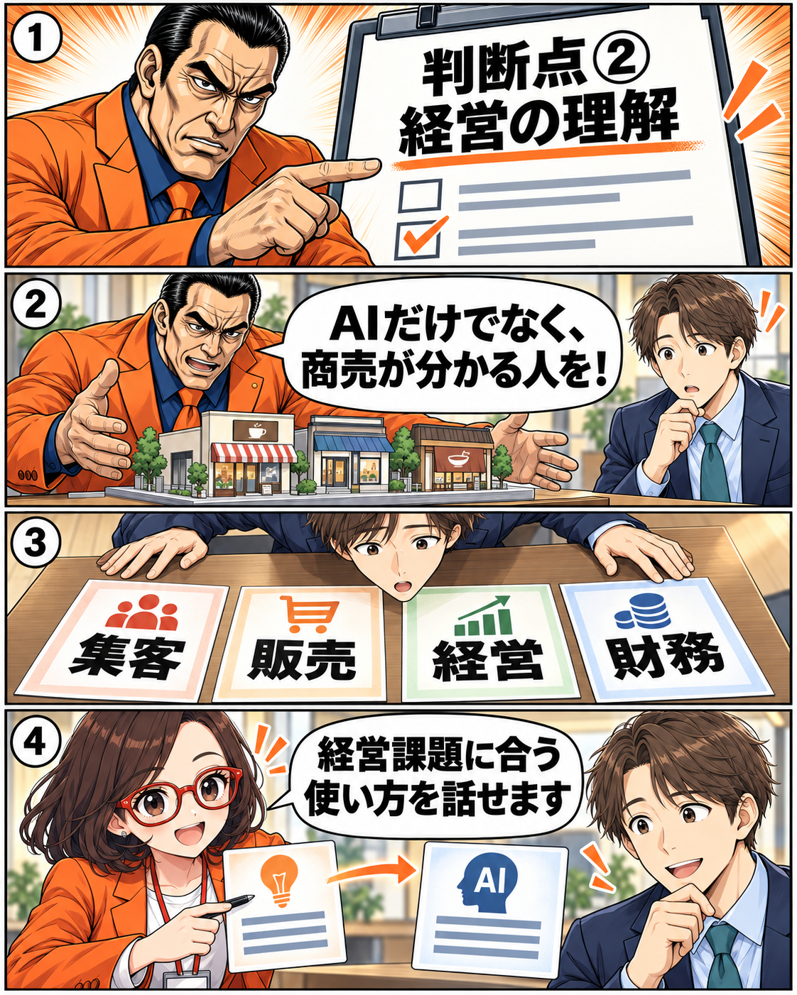 中小企業向け生成AIセミナー講師の選び方 漫画6ページ目：中小企業経営への理解